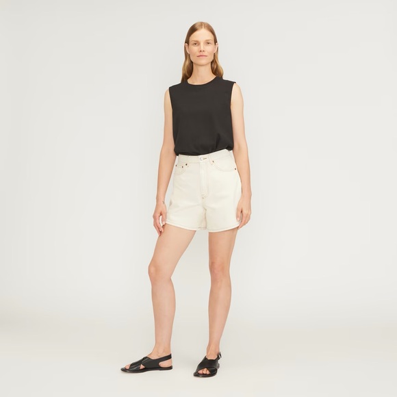 Everlane The A-Line Denim Short Organic Cotton (Ecru) - Picture 11 of 11